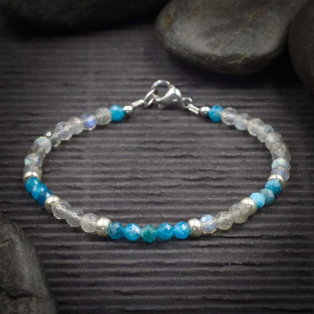 Labradorite and Apatite Crystal Bracelet - Handmade to Order